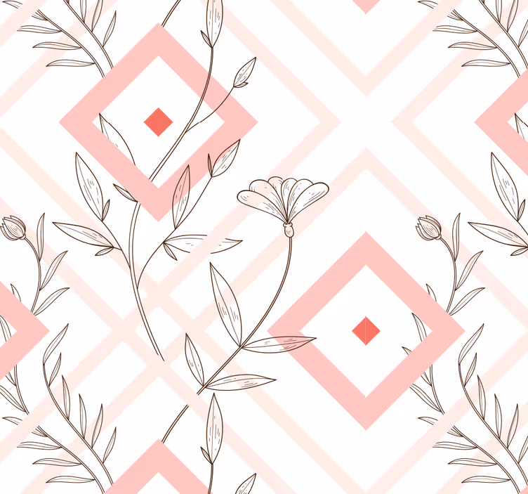 Blomsterdiamantformer tapet stue - Tenstickers