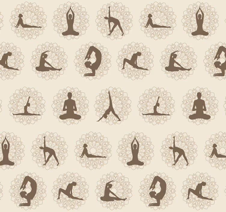 Brune yogaikoner tapet beige - Tenstickers