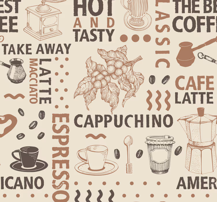 Kaffemønster tapet spiserom - Tenstickers