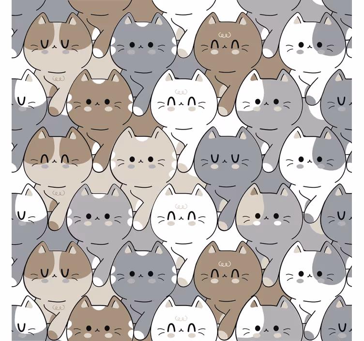 Katter illustrasjon barne tapet - Tenstickers