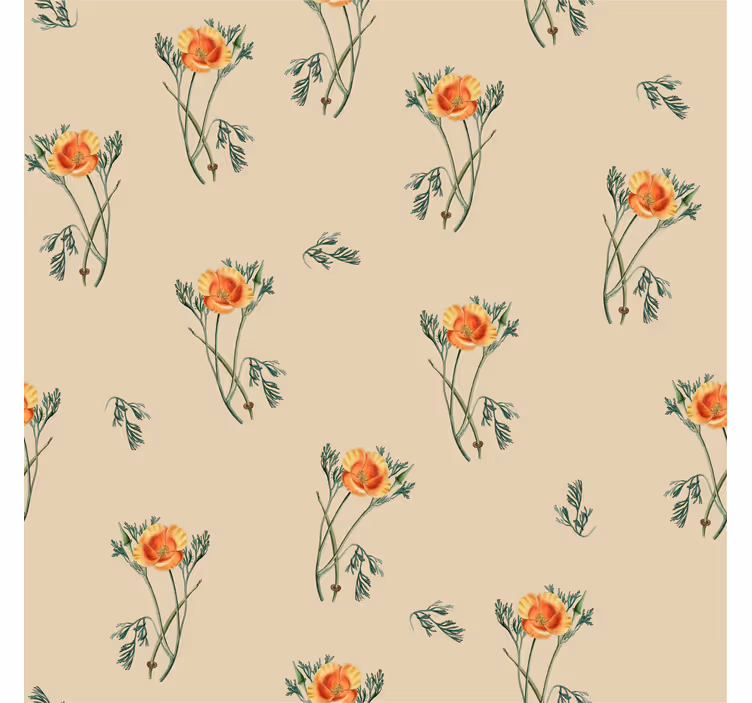 Oransje blomst stue tapet - Tenstickers