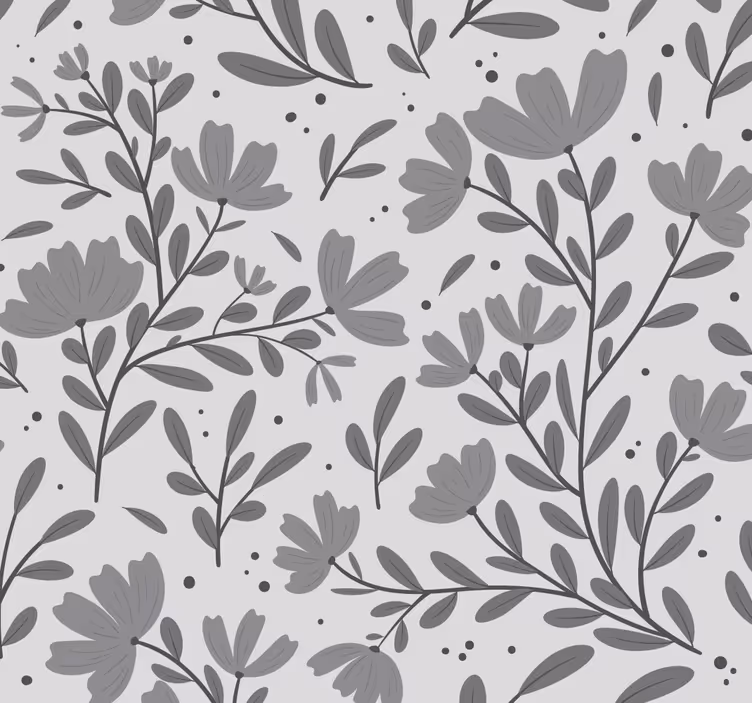 Grå blomstermønster tapet blomster - Tenstickers