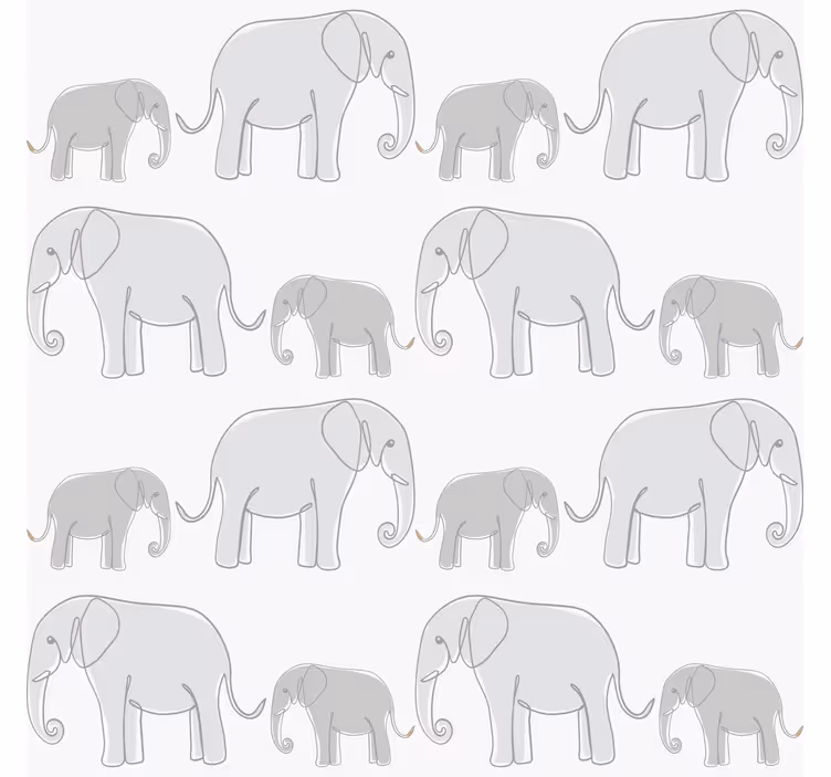 Minimalistiske elefanter barne tapet - Tenstickers