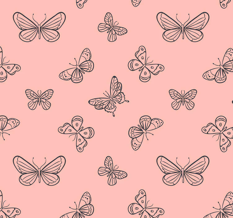 Sommerfugl mønster tapet rosa - Tenstickers