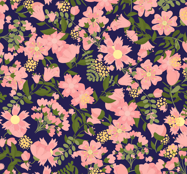 Blomstermønster harmoni tapet blomster - Tenstickers