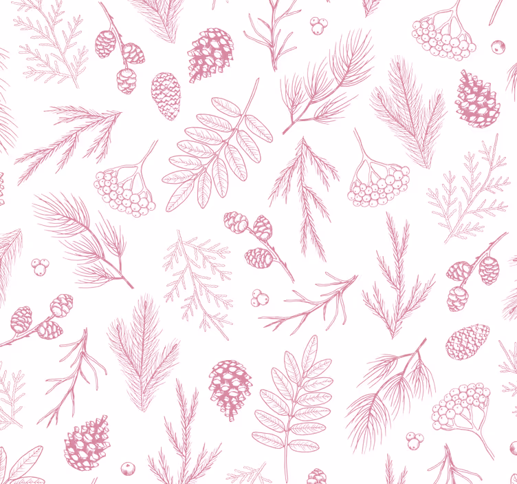 Blomstermotiv design tapet grønne blader - Tenstickers