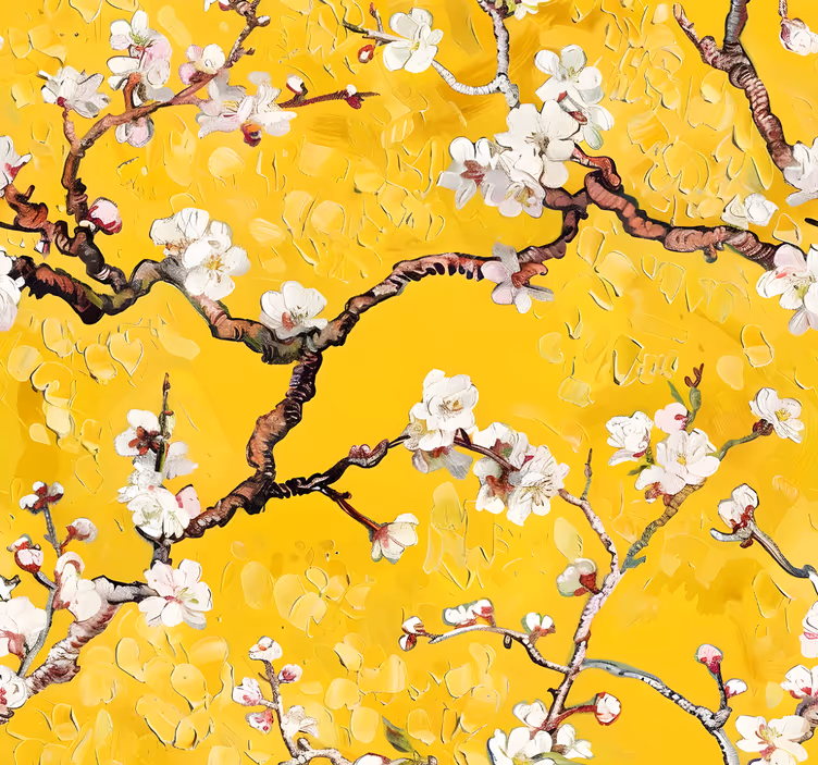 Floral vårmønster gule tapet - Tenstickers