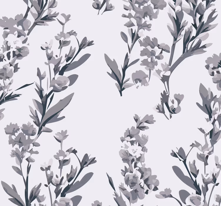 Blomsterdesign tapet grå - Tenstickers