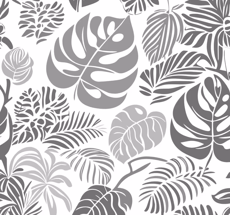 Monstera blader tapet grå - Tenstickers