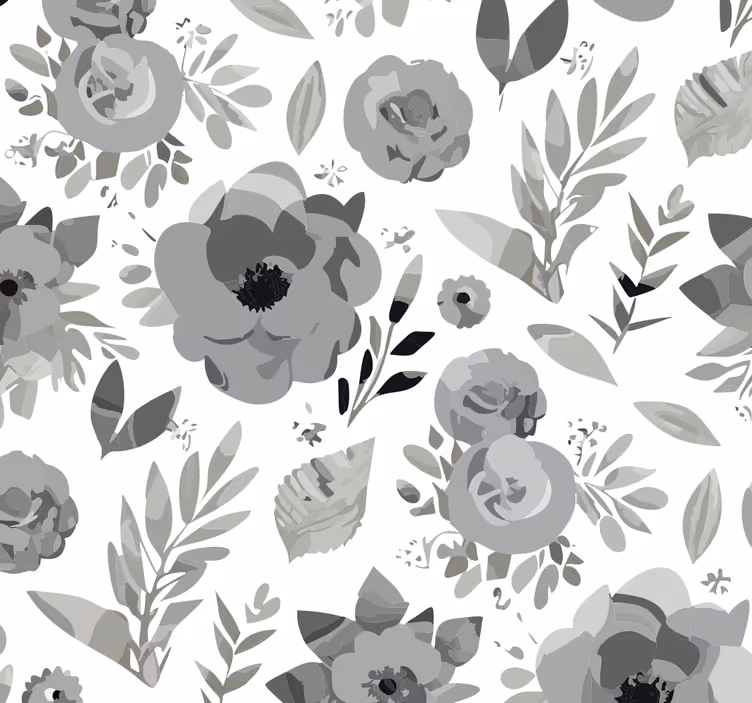 Aquarella blomster tapet grå - Tenstickers