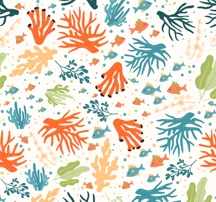 Marine botaniske stoffer tapet natur - Tenstickers