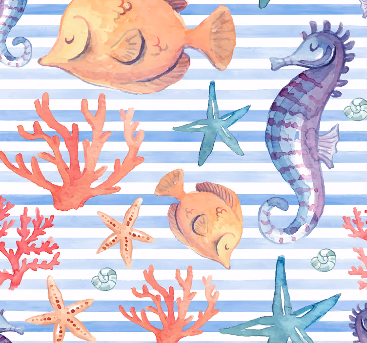 Oseanisk fauna-mønster tapet fisk - Tenstickers