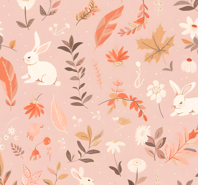 Høstens skogdesign tapet rosa - Tenstickers