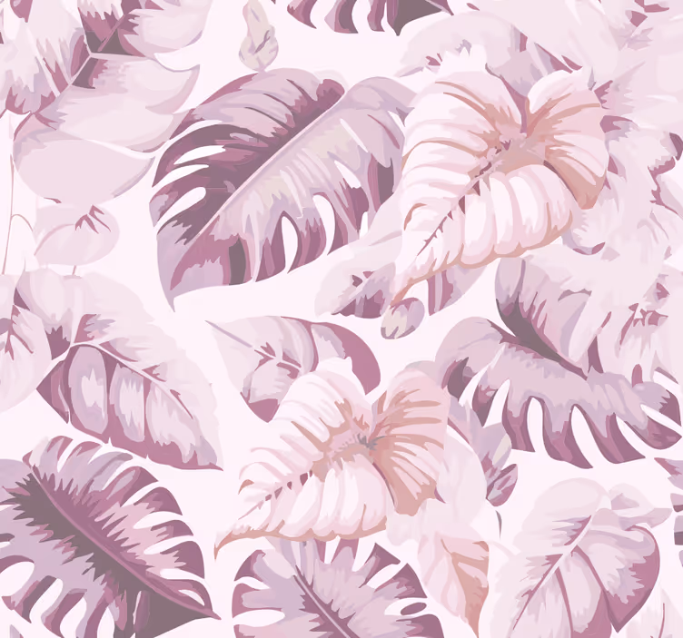 Store tropiske blader tapet rosa - Tenstickers