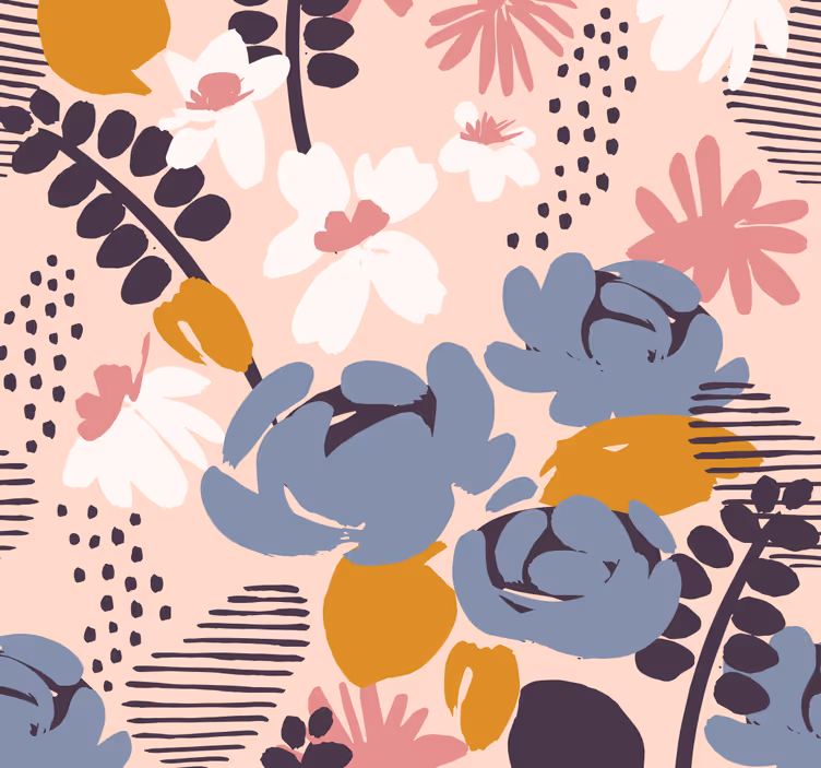 Floral botanisk mønster tapet blomste - Tenstickers