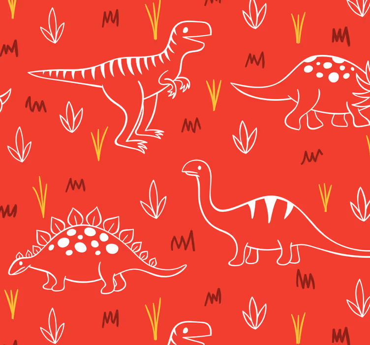 Dinosaurillustrasjon dinosaur tapet - Tenstickers