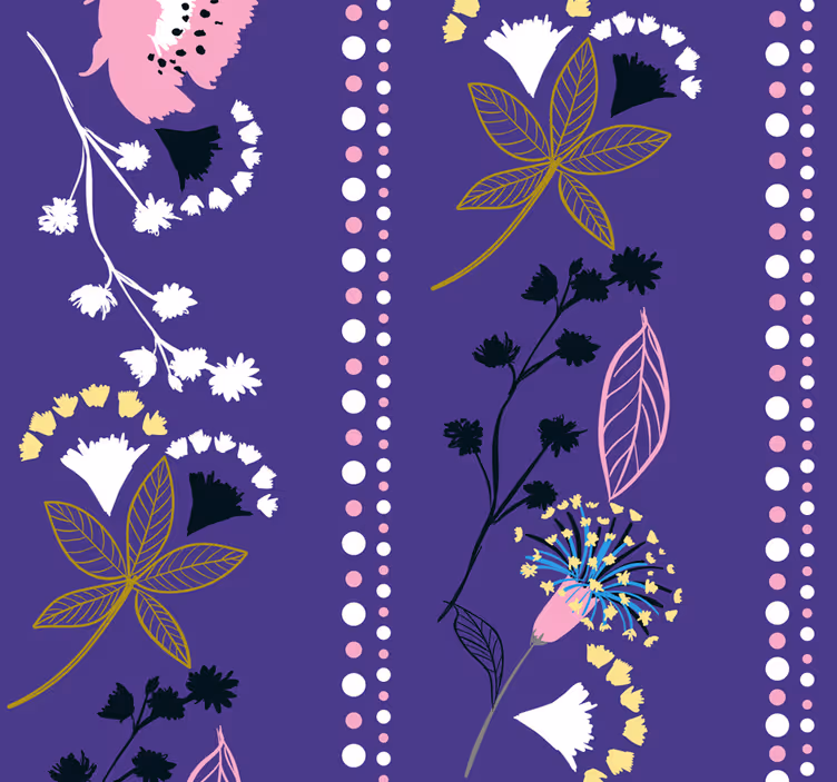 Blomsterstripemønster tapet blomster - Tenstickers