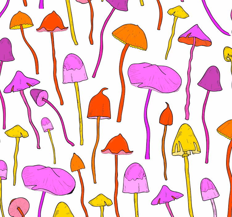 Funky mushroom pattern tapet gift - Tenstickers