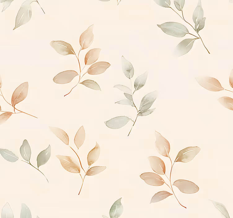 Beige blader design tapet inngang - Tenstickers