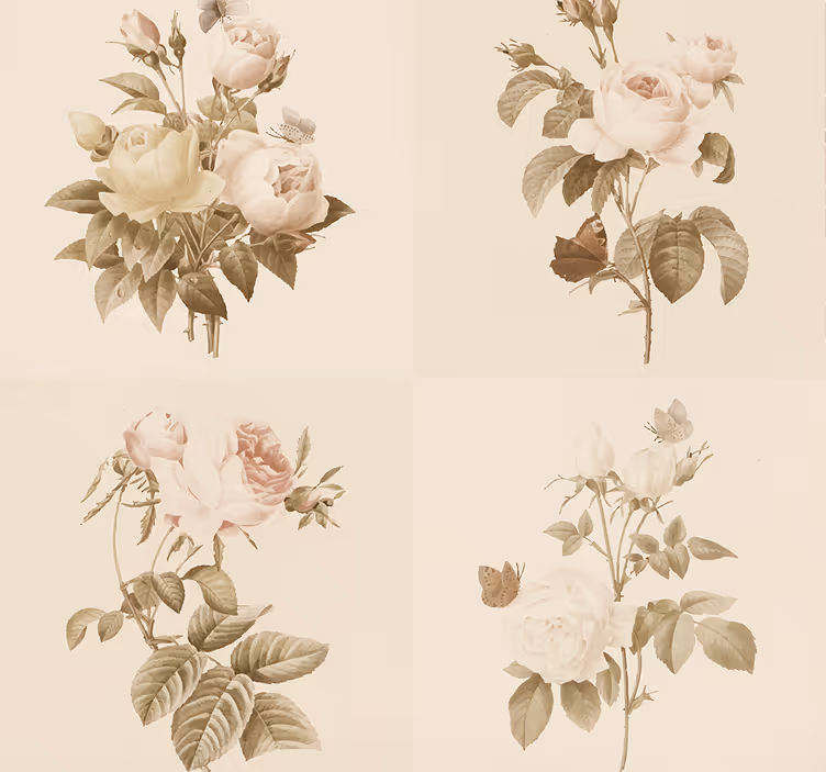 Floral fliser design tapet inngang - Tenstickers