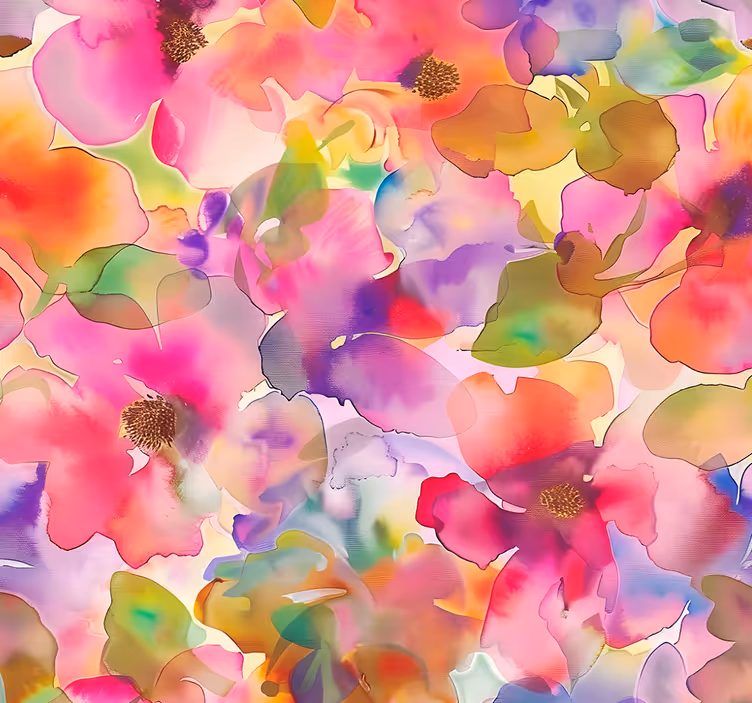 Flerfarget blomsterdesign tapet inngang - Tenstickers