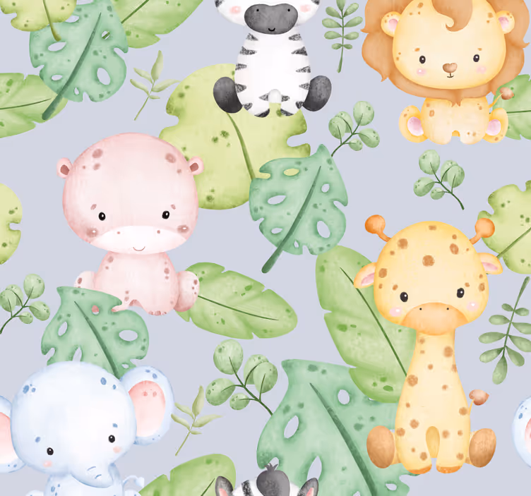 Baby design tapet med dyr - Tenstickers