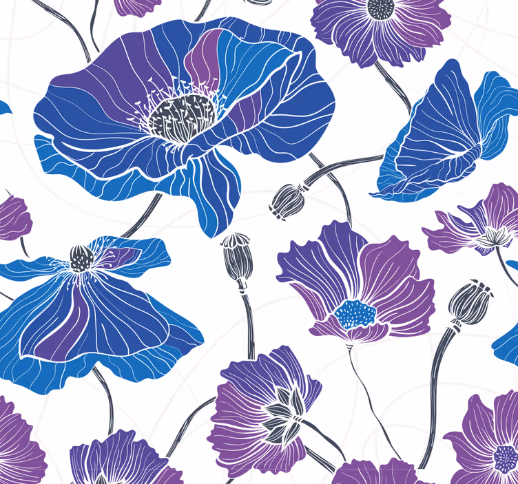 Blomstrende scene tapet blomster - Tenstickers