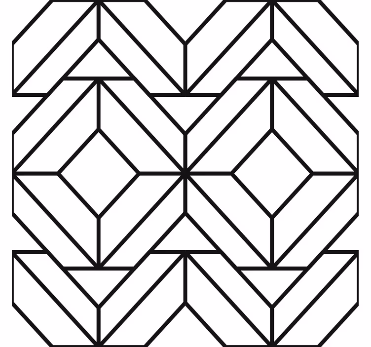 Svart og hvitt geometrisk mønster tapet moderne - Tenstickers