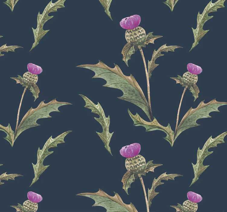 Skotsk tistel blomster tapet - Tenstickers
