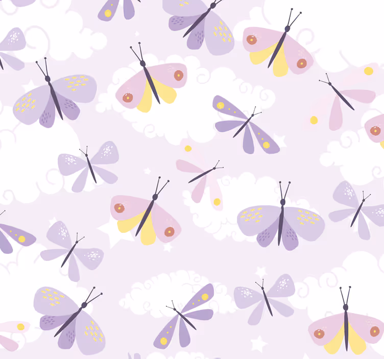 Rosa pastellfarger Sommerfugl tapet - Tenstickers