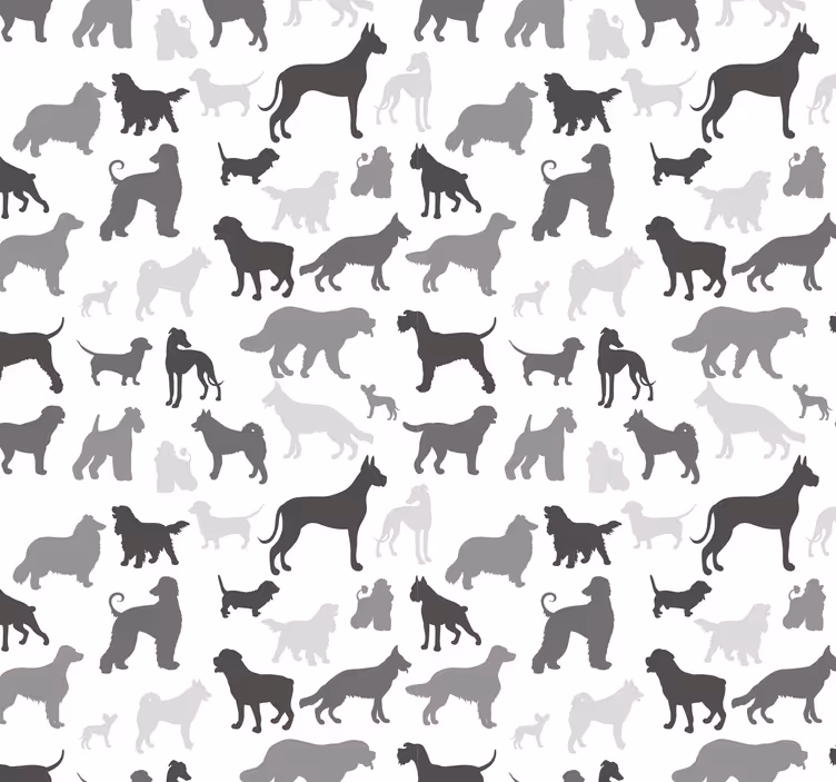 Svart hund silhuett mønster tapet soverom - Tenstickers