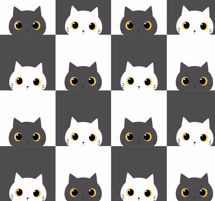 Svarte og hvite katter på film tapet soverom - Tenstickers