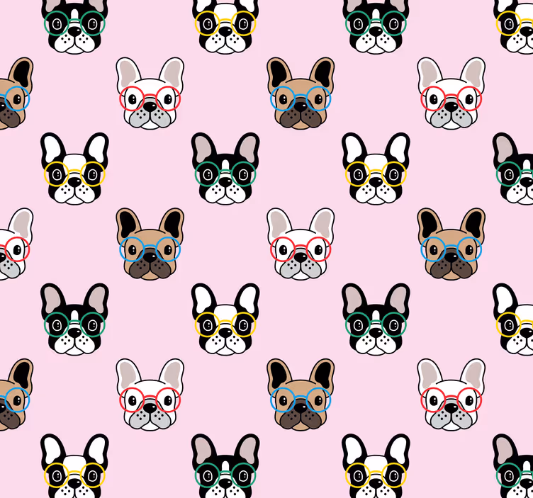 Fransk bulldog med briller tapet soverom - Tenstickers