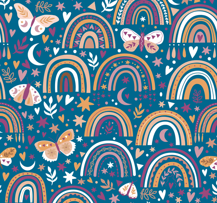 Mønster med boho regnbuer tapet barn - Tenstickers