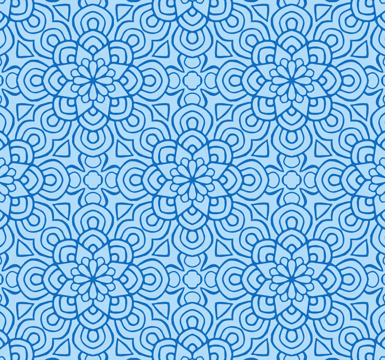 Blå mandala blomst vintage tapet - Tenstickers