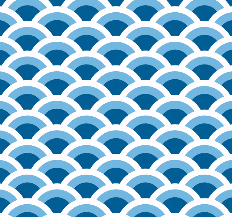 Blå toner fiskeskala tapet bad - Tenstickers
