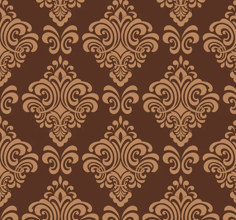 Brun damask stil tapet klassisk - Tenstickers