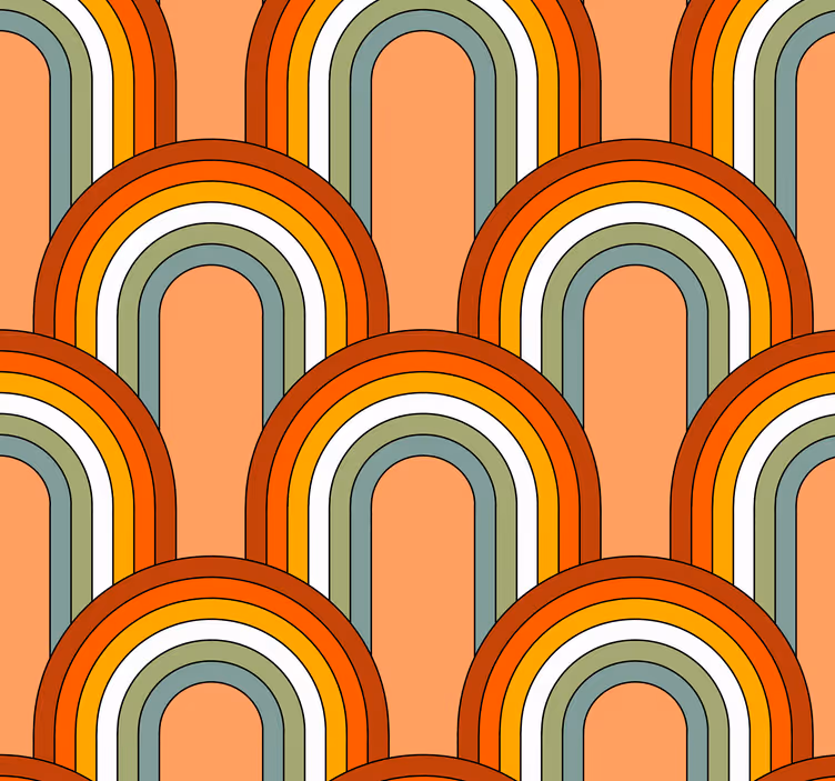 Regnbueaktig 70-tallsmønster tapet vintage - Tenstickers