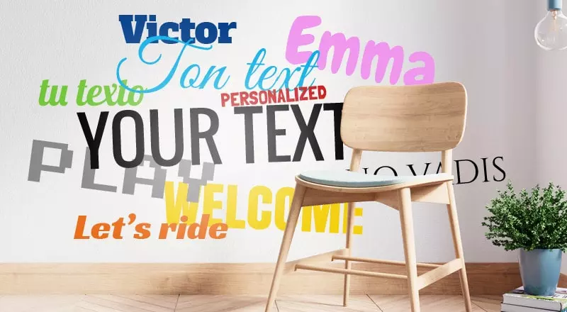 Tilpasset tekst i veggklistremerke