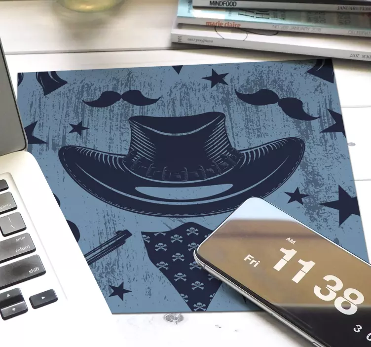Cowboyhatt, bandada og revolver musematte - Tenstickers