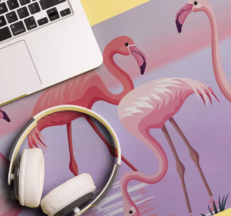 Flamingo og rosa himmel original musematte - Tenstickers