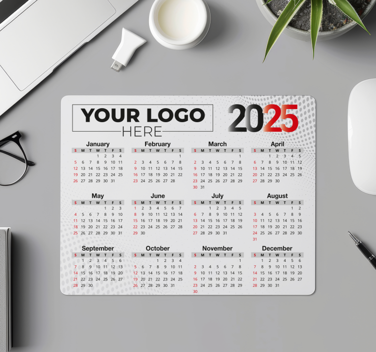 Kalender 2025 med logo egne navn musematte - Tenstickers