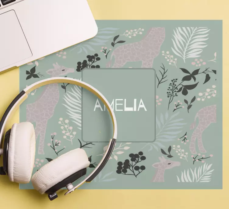 Personlig giraff musematte med navn - Tenstickers