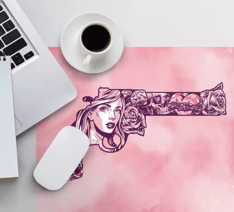 Rosa revolver tatovering original musematte - Tenstickers