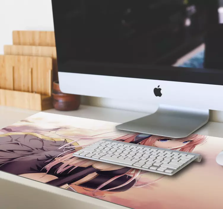 Sexi jente med rosa hår anime musematte - Tenstickers