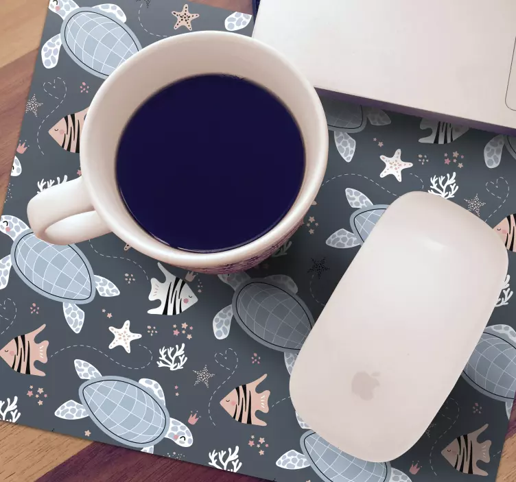 Skilpadde og fisk under museputen - Tenstickers