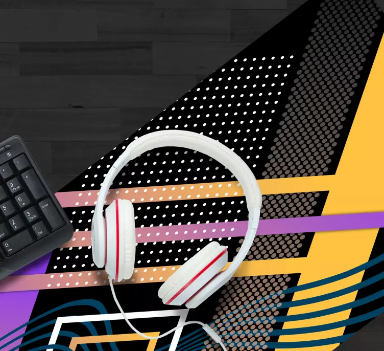 Svart bakgrunn fargerike striper musematte gaming - Tenstickers