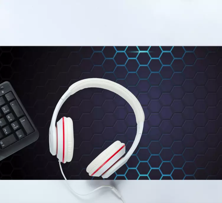 Svart og blå sekskant musematte gaming - Tenstickers