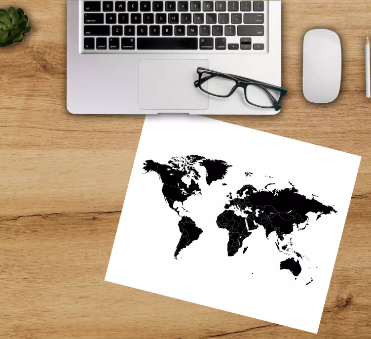Svart politisk musematte verdenskart - Tenstickers