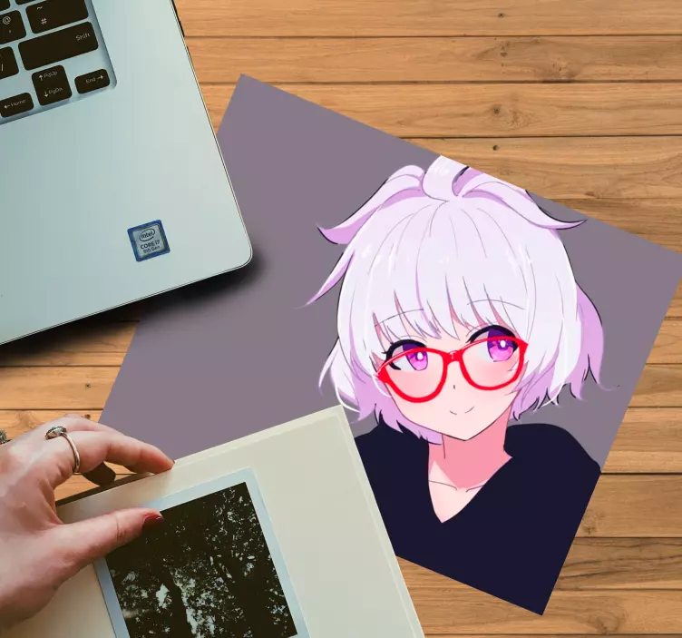 Vakker jente med hvitt hår musematte anime - Tenstickers